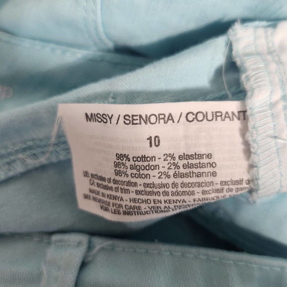 Gloria Vanderbilt Cropped Capri Pants Size 10 Solid Aqua Blue Slimming Effect - Picture 7 of 9